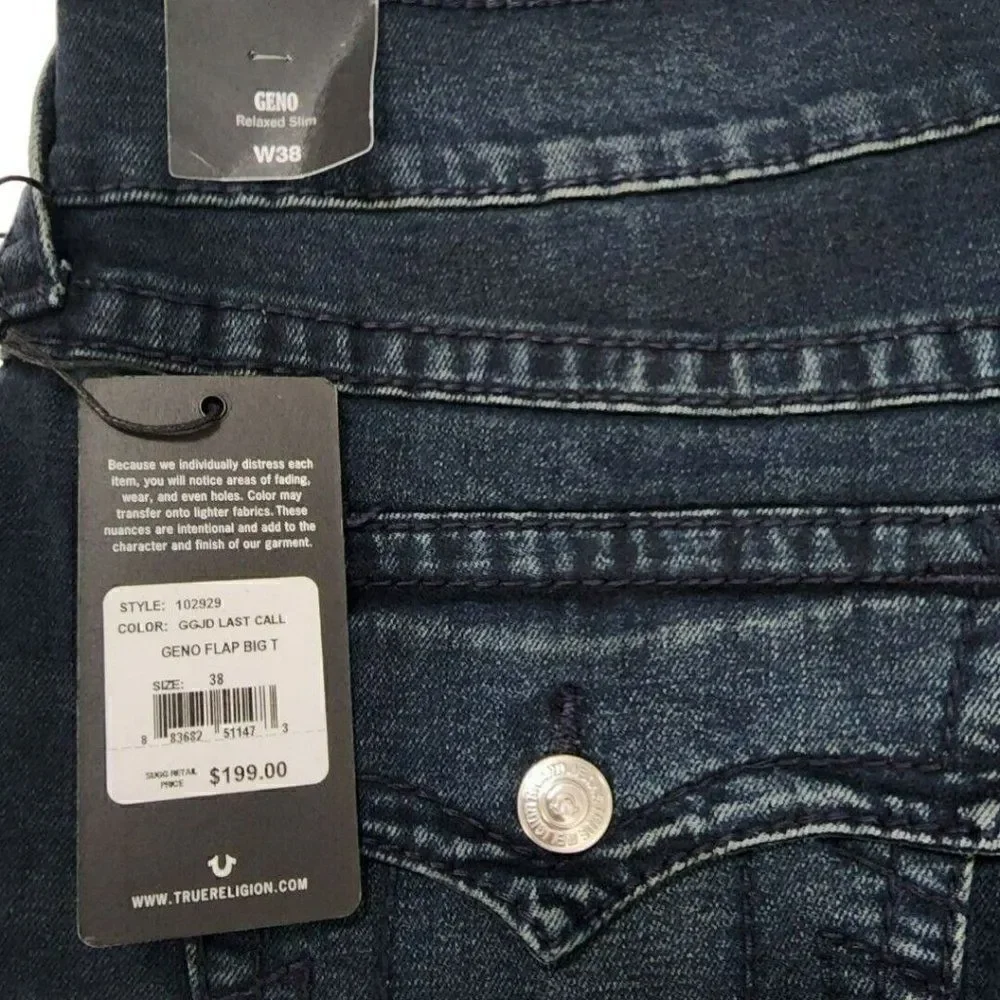 True Religion W38 x 32 Men's Geno Big T Slim Fit ‎ Jeans - Last Call